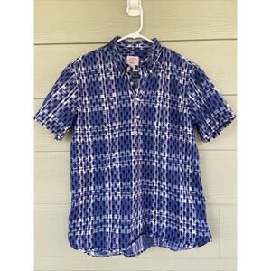 Brooks Brothers Blue Plaid Seahorse Sea Beach‎ Popover Shirt Blouse Womens Large